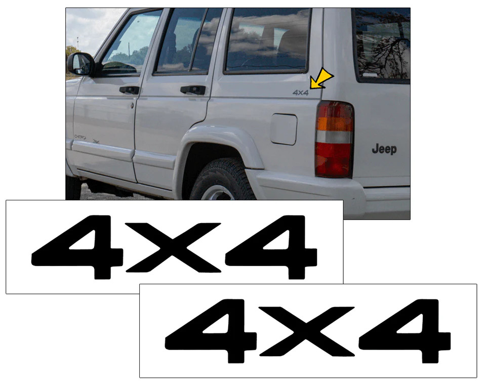 Aftermarket 1997-99 Jeep Cherokee XJ 4×4 Quarter Panel Decal Set – SOLID