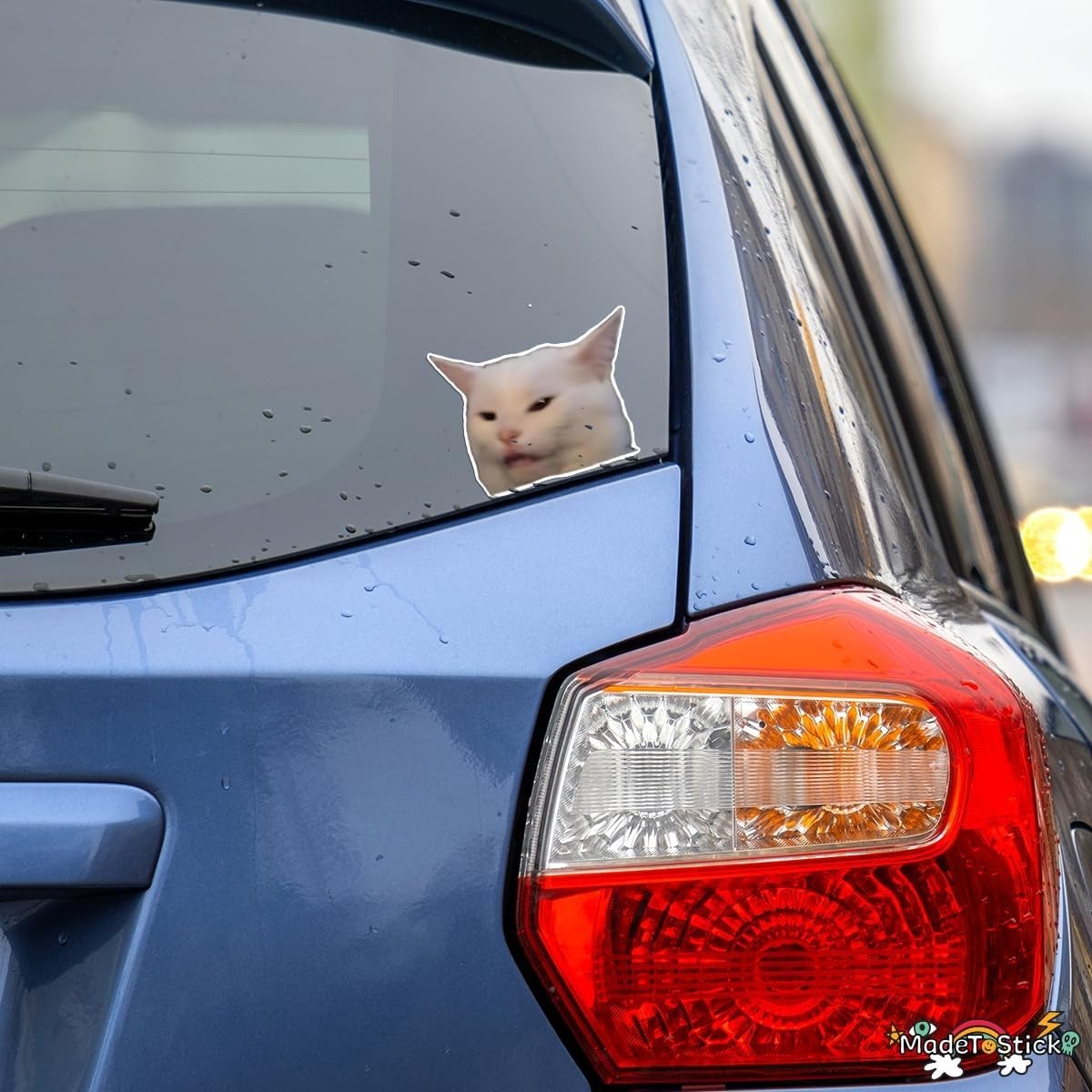 Funny Smudge Cat Meme Viral Confused Reaction Vinyl Decal Car Sticker 3.7"x5"