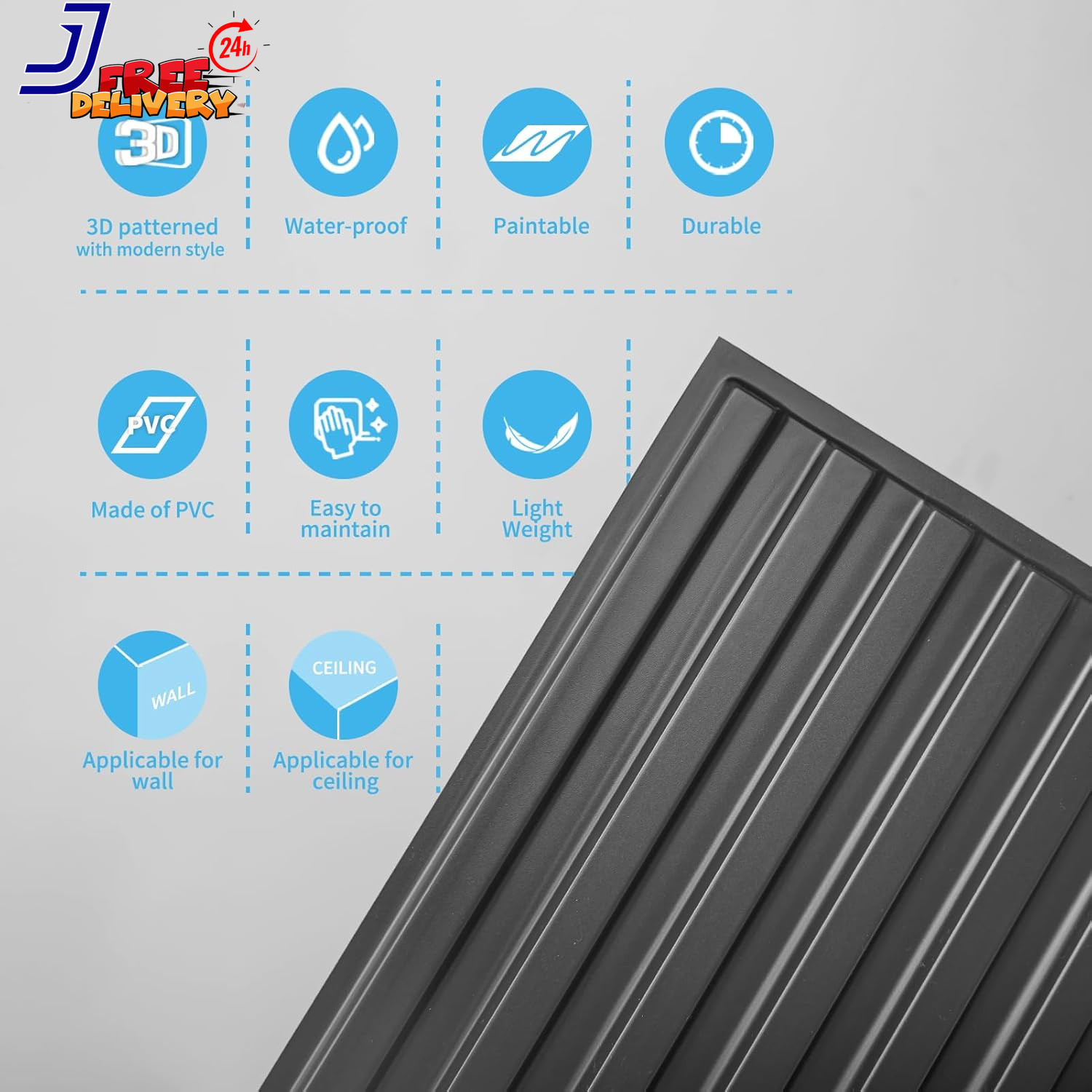 6-Pack Slat Design 3D Wall Panels for Interior Wall Decor 2X4 FT PVC Decorative