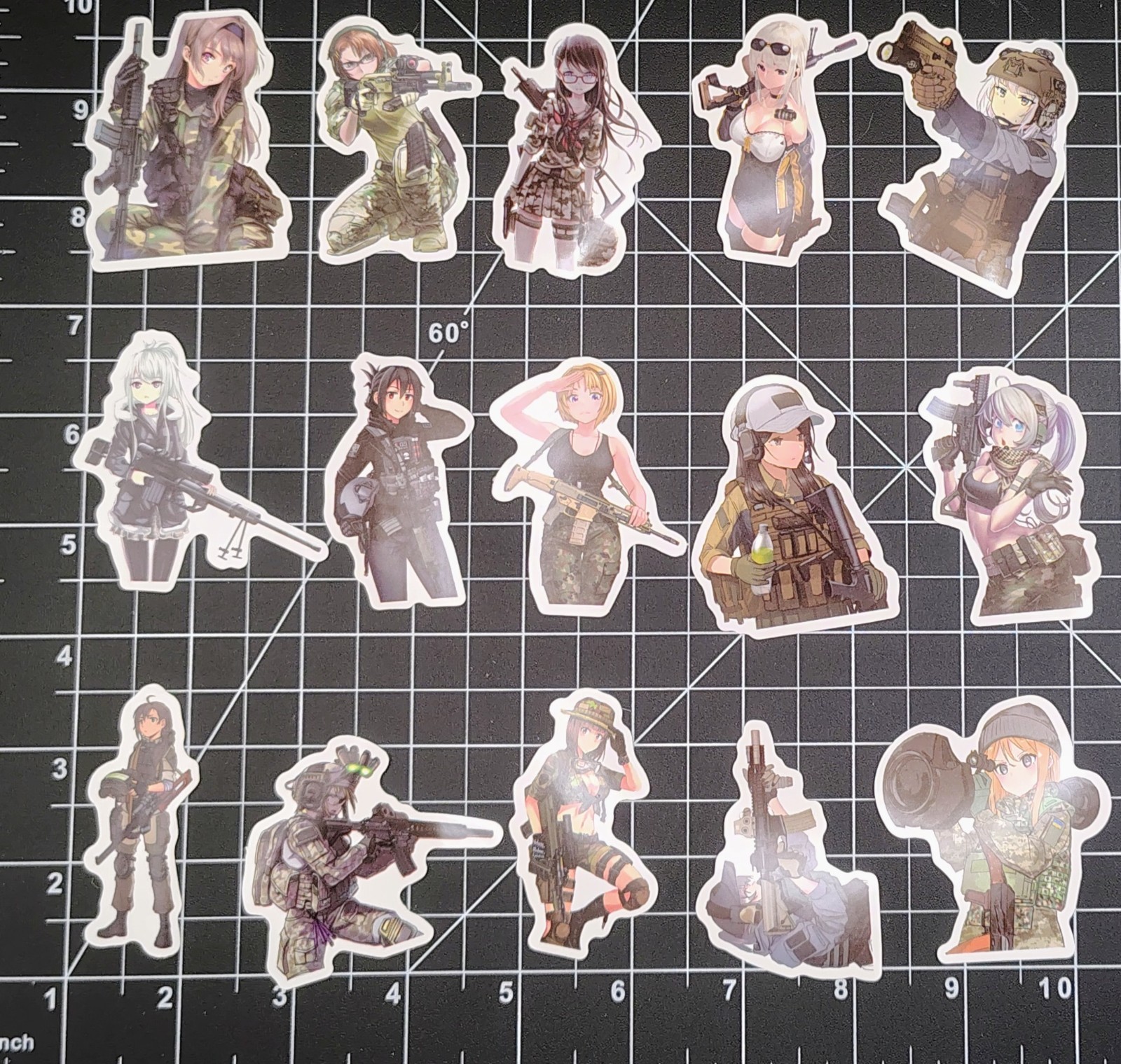 60pc Anime Waifu Military Girls Sticker Lot Women Army Gun Tactical Decals
