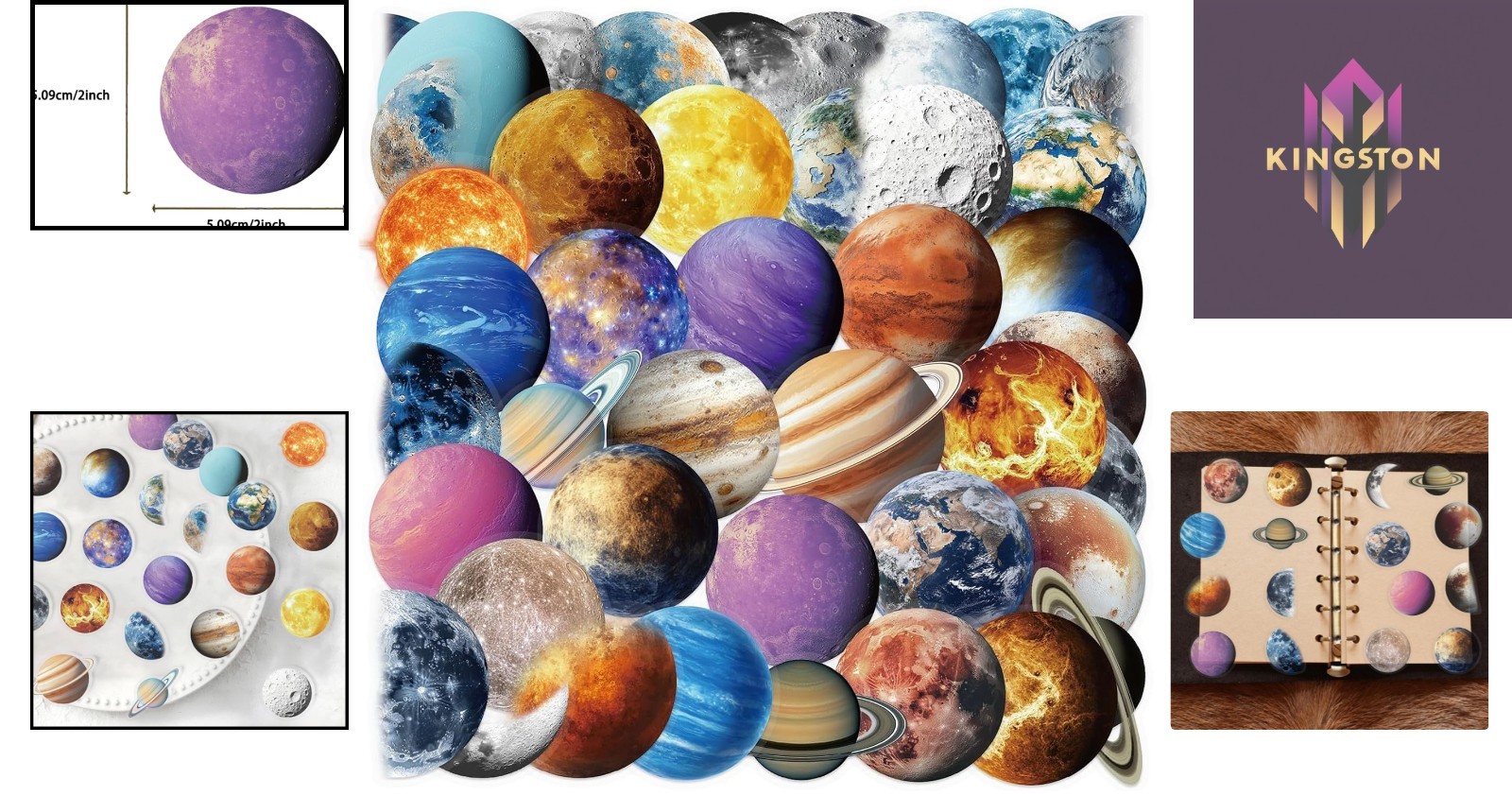 50PCS Transparent PET Planet Stickers – Creative Kawaii Decals for All Ages
