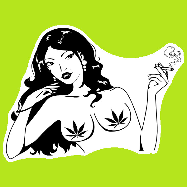 Weed Marijuana Sexy Woman Decal Sticker UV Vinyl Top Layer Ganja Smoke Accessory