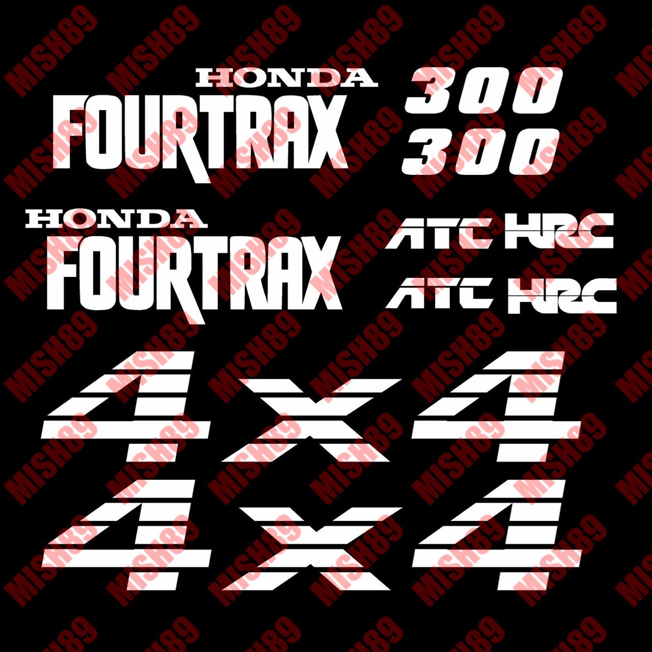 Honda Fourtrax Decals Four Trax Gas Tank Fenders 300 ATC HRC – Any color