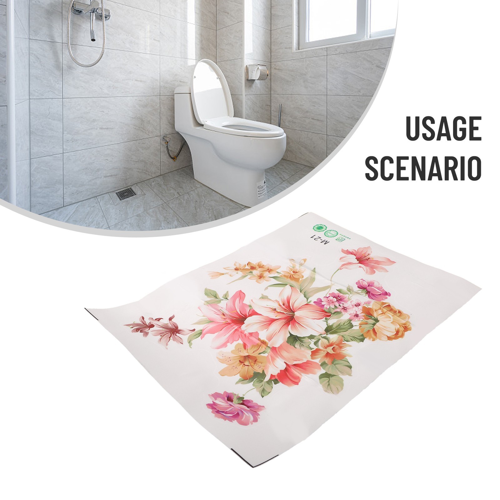 Romantic Flowers Wall Sticker For Bathroom Toilet Seats Fridge Cupboard Decal