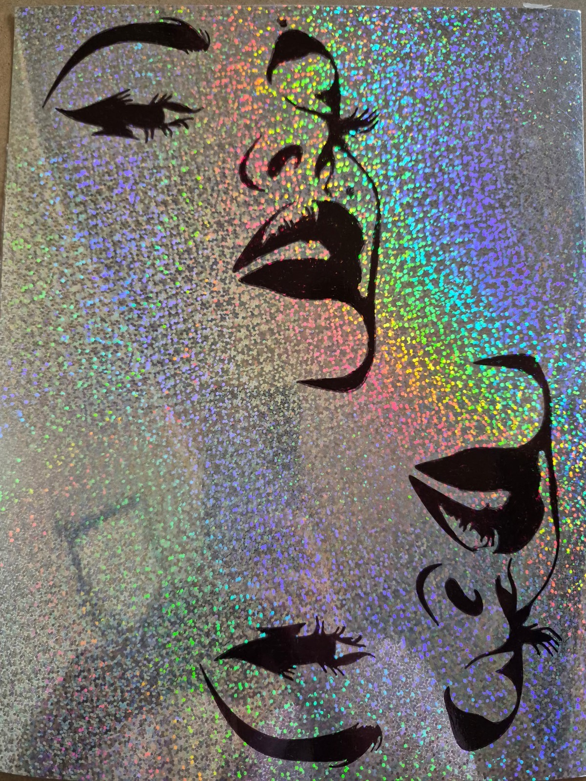 Pop Art Face Vinyl Sticker Black Multicolor Self-Adhesive Abstract Décor