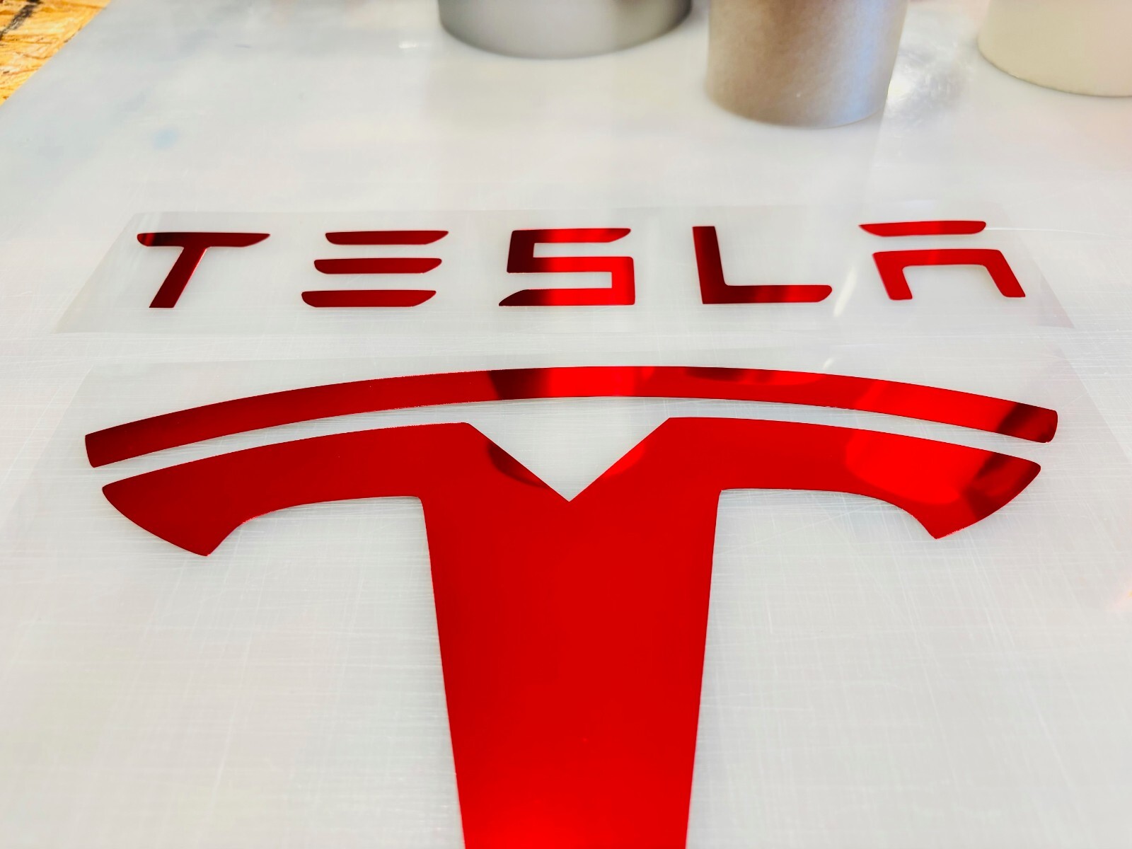 TESLA Vinyl Decal Many Sizes Gorgeous Mirror Rose Red FREE Ship