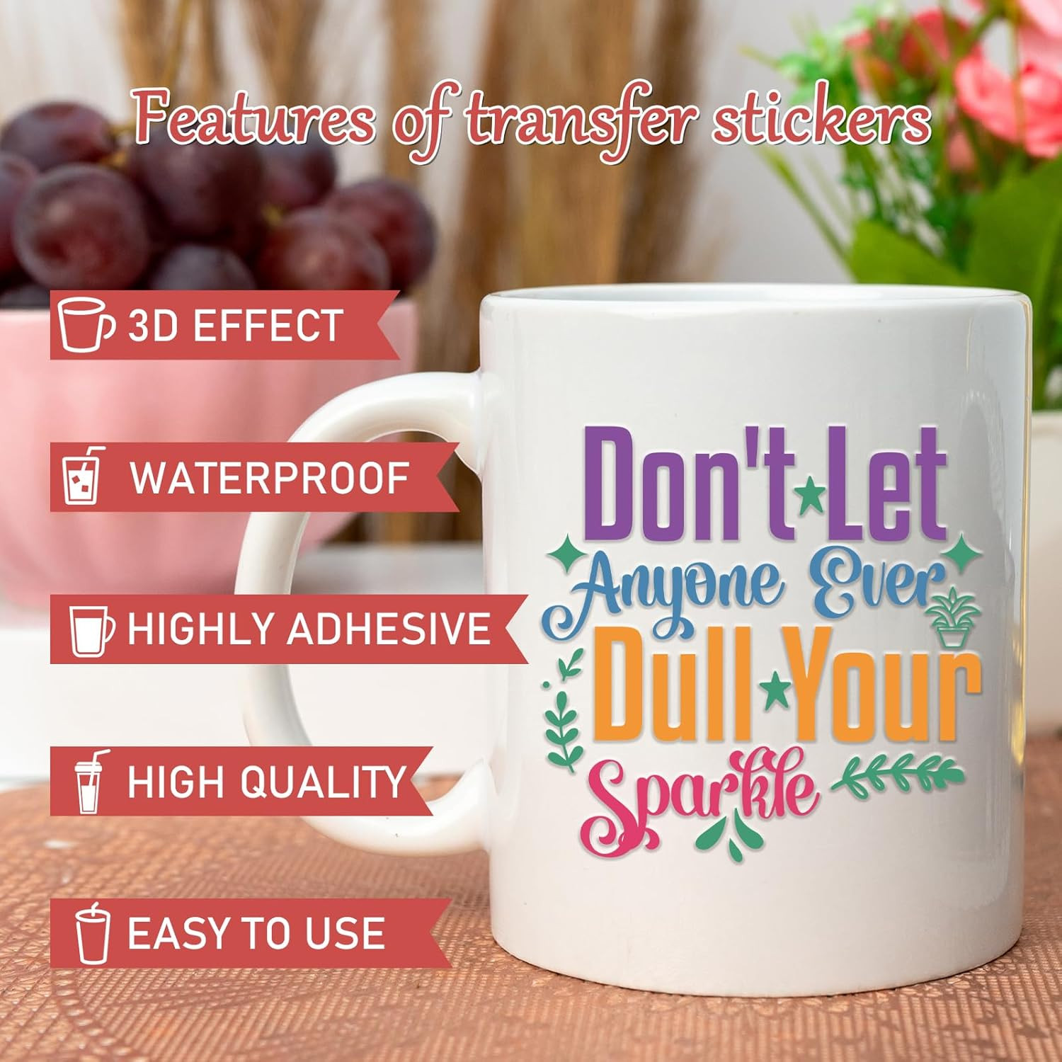 Inspirational UV DTF Stickers – 20 Sheets Motivational Quotes UV DTF Cup Wraps f
