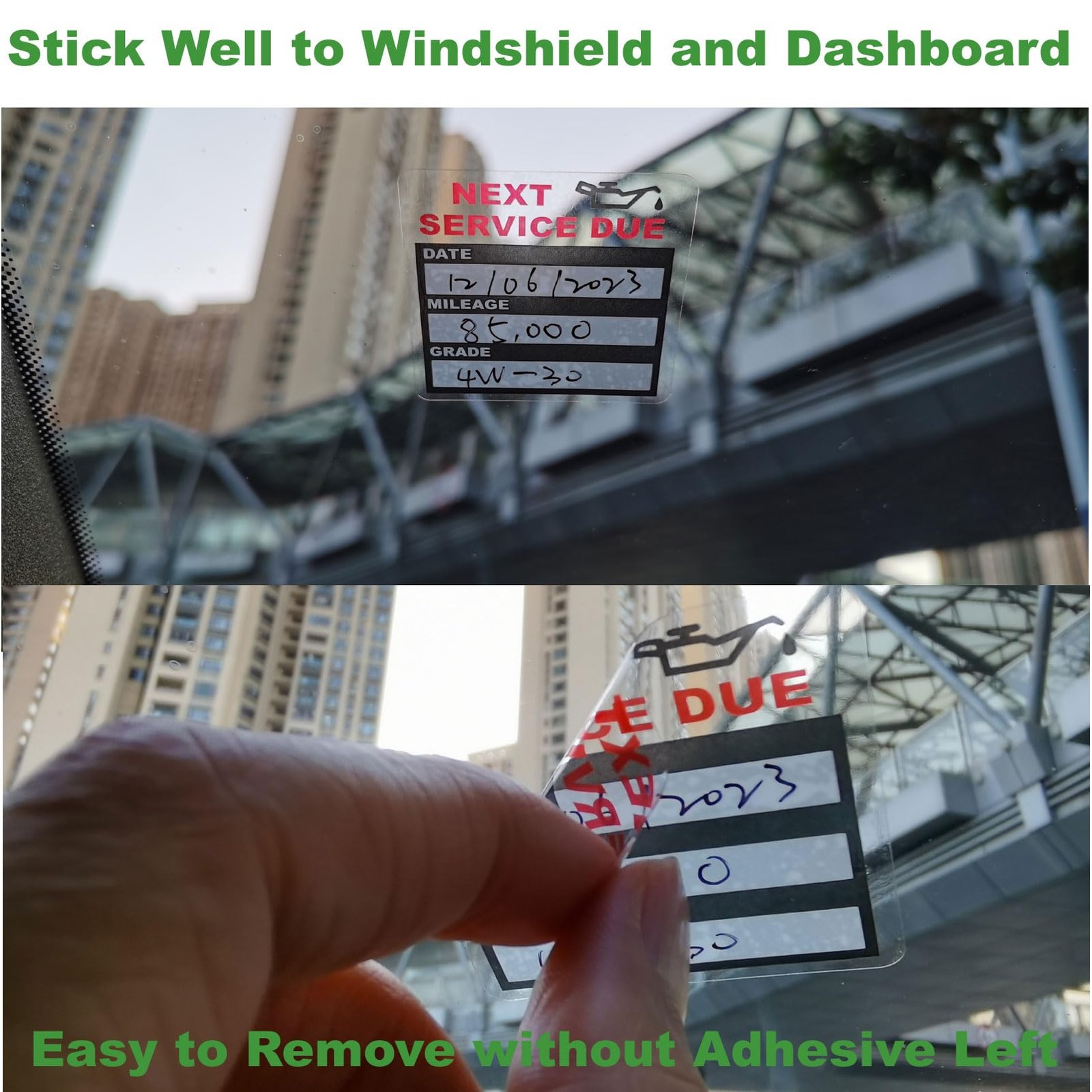 JINCH Oil Change Stickers Static Cling, 120pcs 2×2 Inches Clear