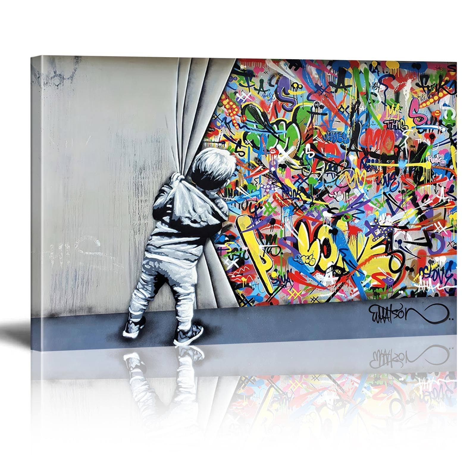 Banksy Canvas Wall Art Pop Street Graffiti Wall Art Decor Cool Poster Paintin…