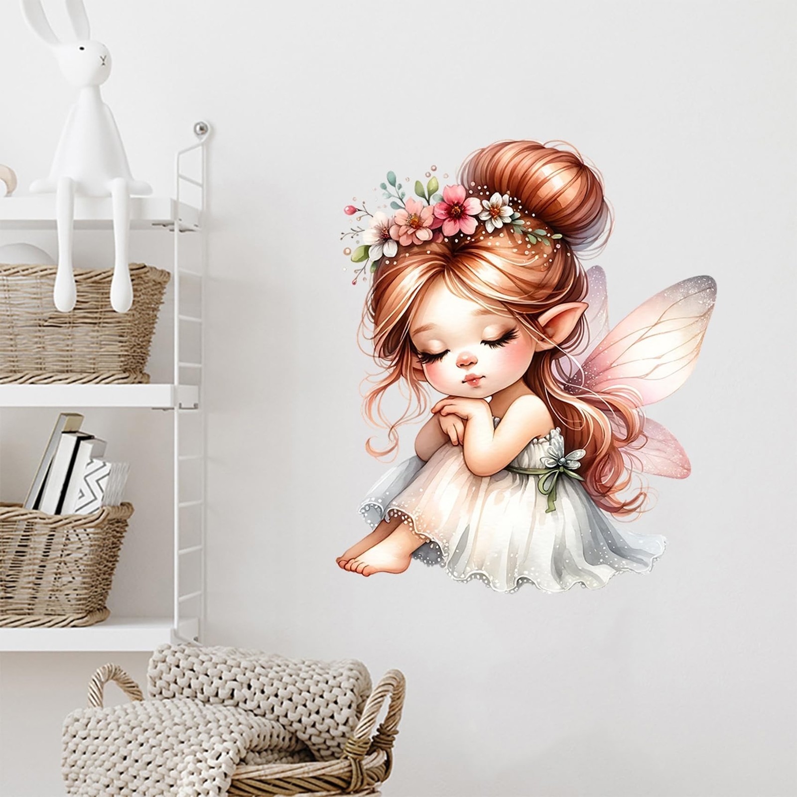 Butterfly Girl Wall Stickers Flower Fairy Wall Decal Cute Baby Room Decor Gir…