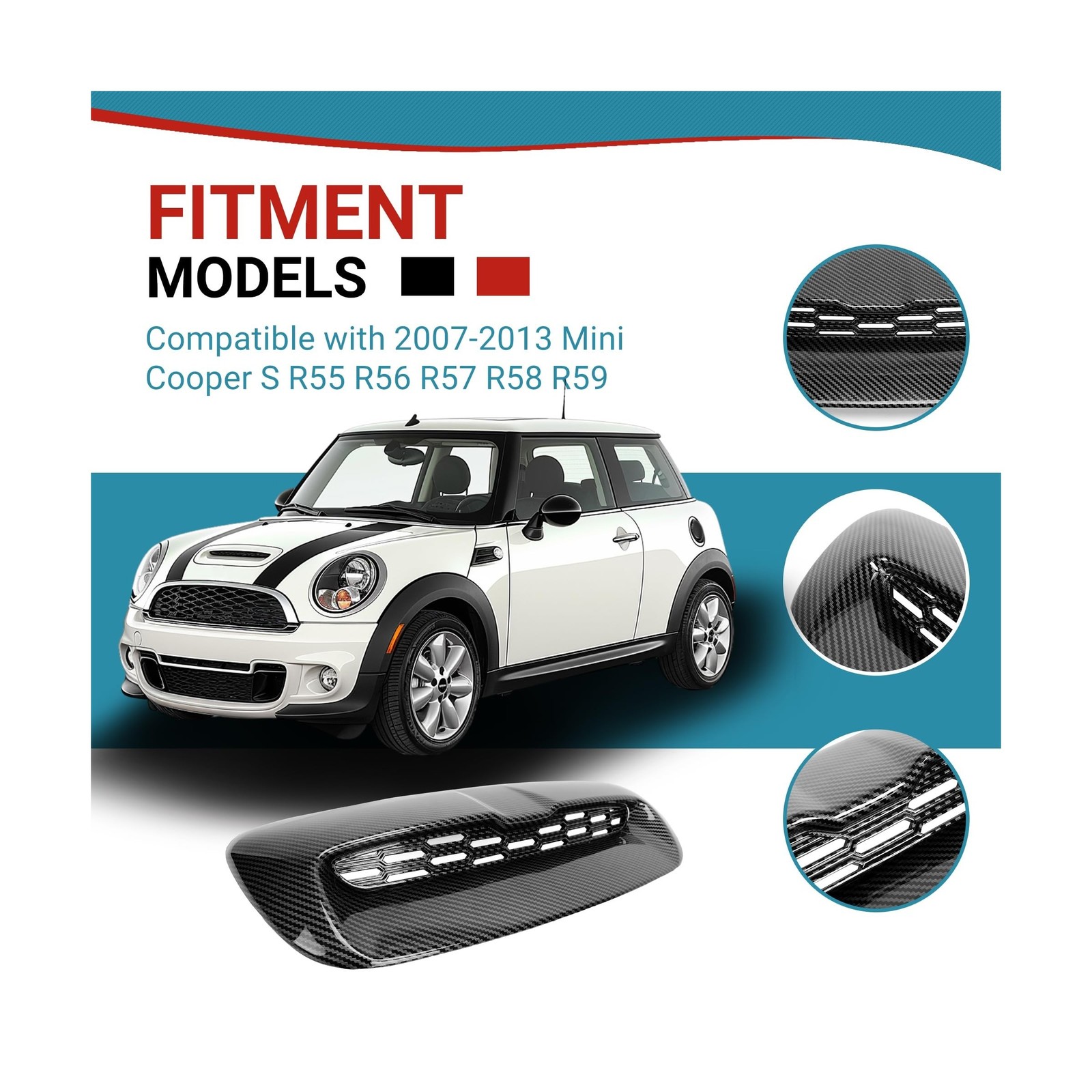 Kojem Hood Bonnet Air Intake Vent Scoop Cover Compatible with 2007-2013 Mini …