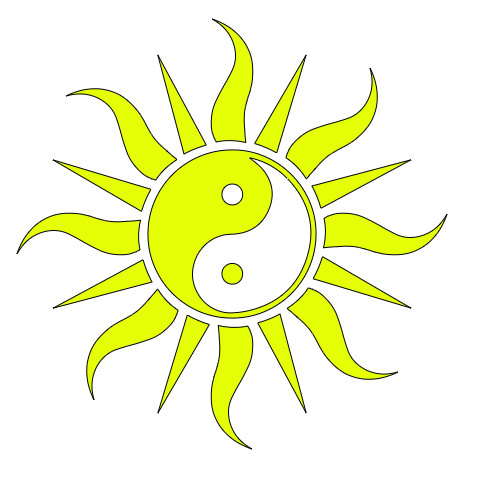 Yin Yang/Sun – Bright Yellow – Vinyl Decal – Choose Size