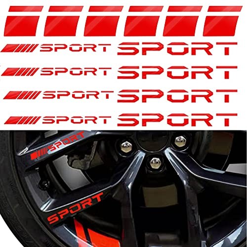 14pcs Car Decal Stickers,Wheel Rim Decal Sticker,Sport Logo 14PCS Red