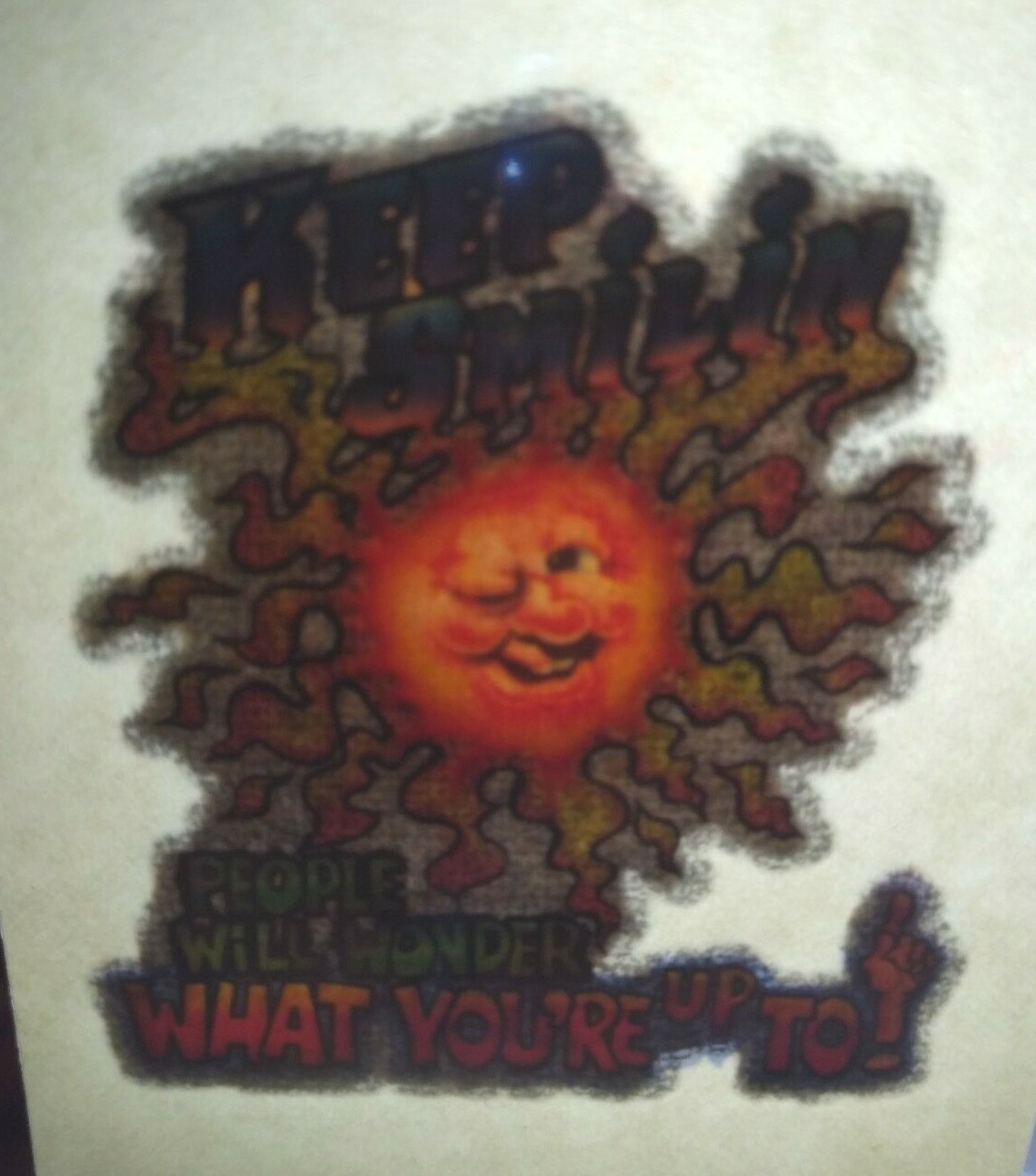 Keep Smilin Sunshine Screamin Gleamin Glitter Iron-On Decal Donruss 1970 Vintage