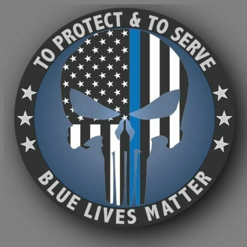 SKULL POLICE BLUE LIVES MATTER FROM 2" TO 50" CAR TRUCK DECAL STICKER USA