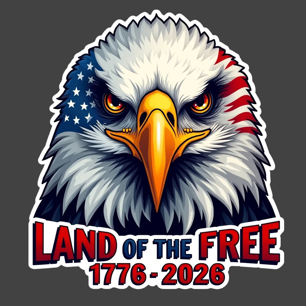 America 250 Sticker Vinyl Decal Eagle Patriotic USA Land of the Free