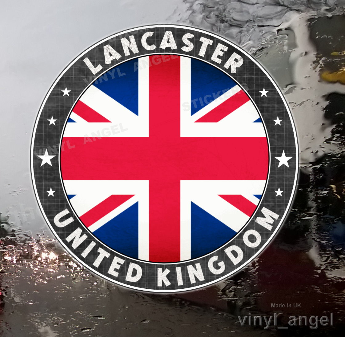 LANCASTER United Kingdom British Flag 2x 75x75mm round Vinyl Sticker #2511