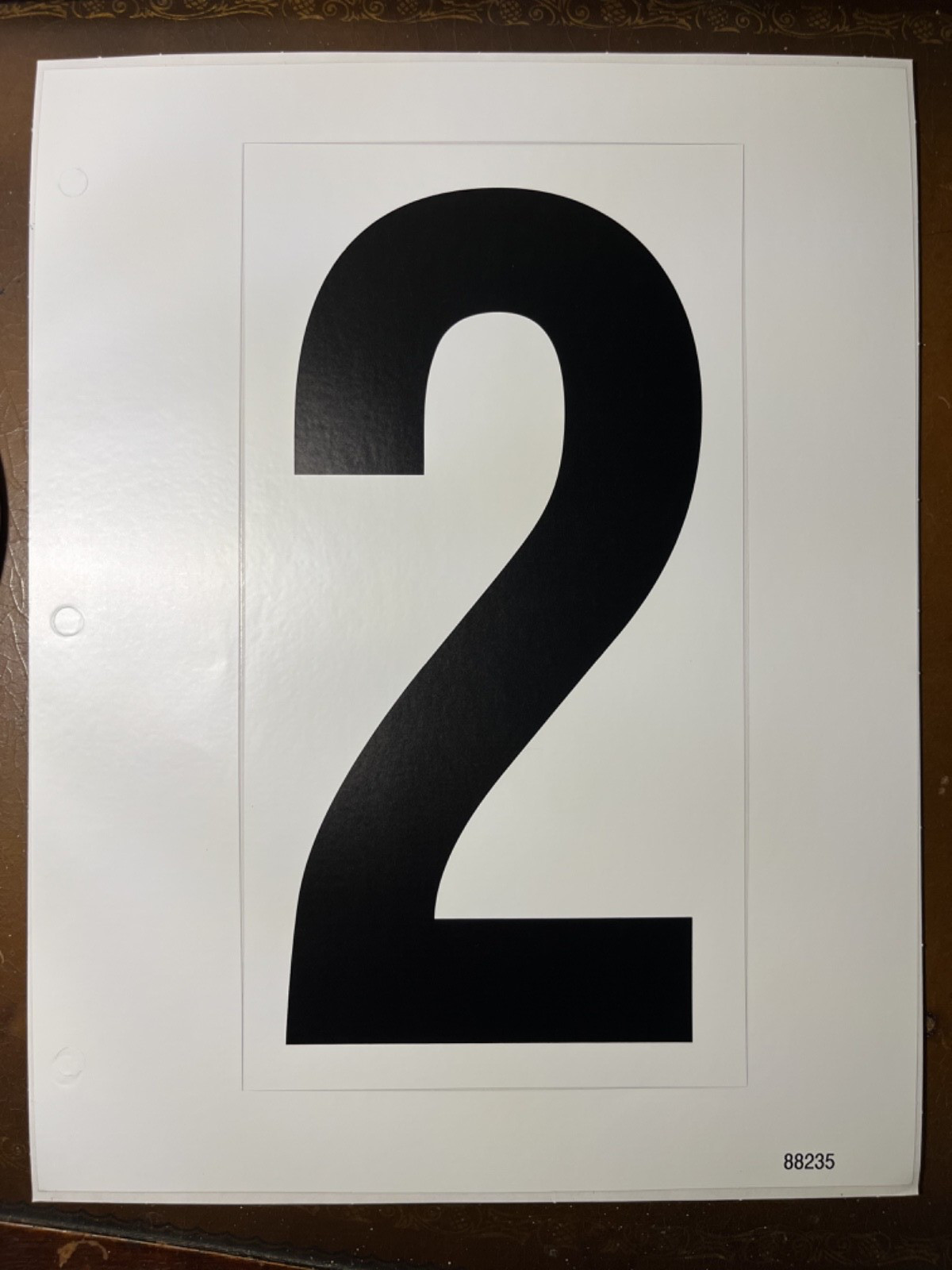 #2 Vinyl Number Sticker Large 9" x 5" black on white for outdoor