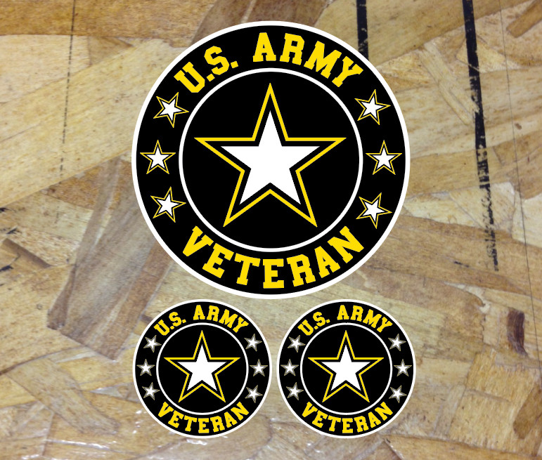 US ARMY Veteran Circles Sticker Decals Badge Tool Box Mug Car Truck Choose size