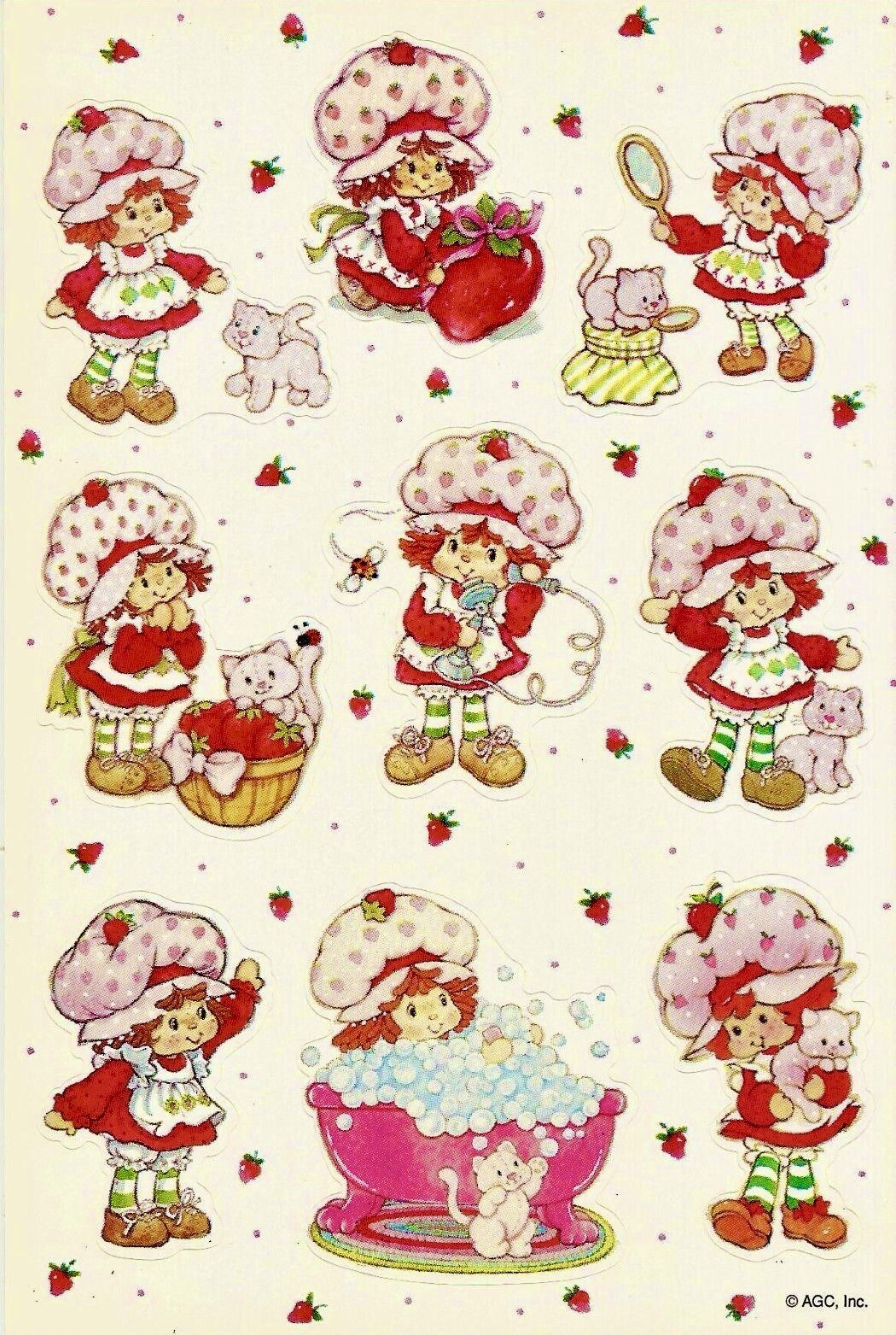 Vintage Strawberry Shortcake Vinyl Stickers Decal 1980s Reproduction