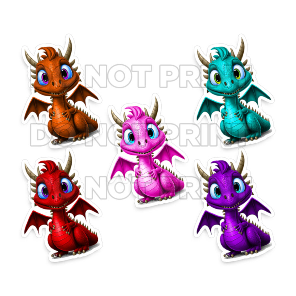 Cute BLUE Baby Dragon Fantasy Adorable Decal Car Bumper Vinyl Sticker M33034 2pk