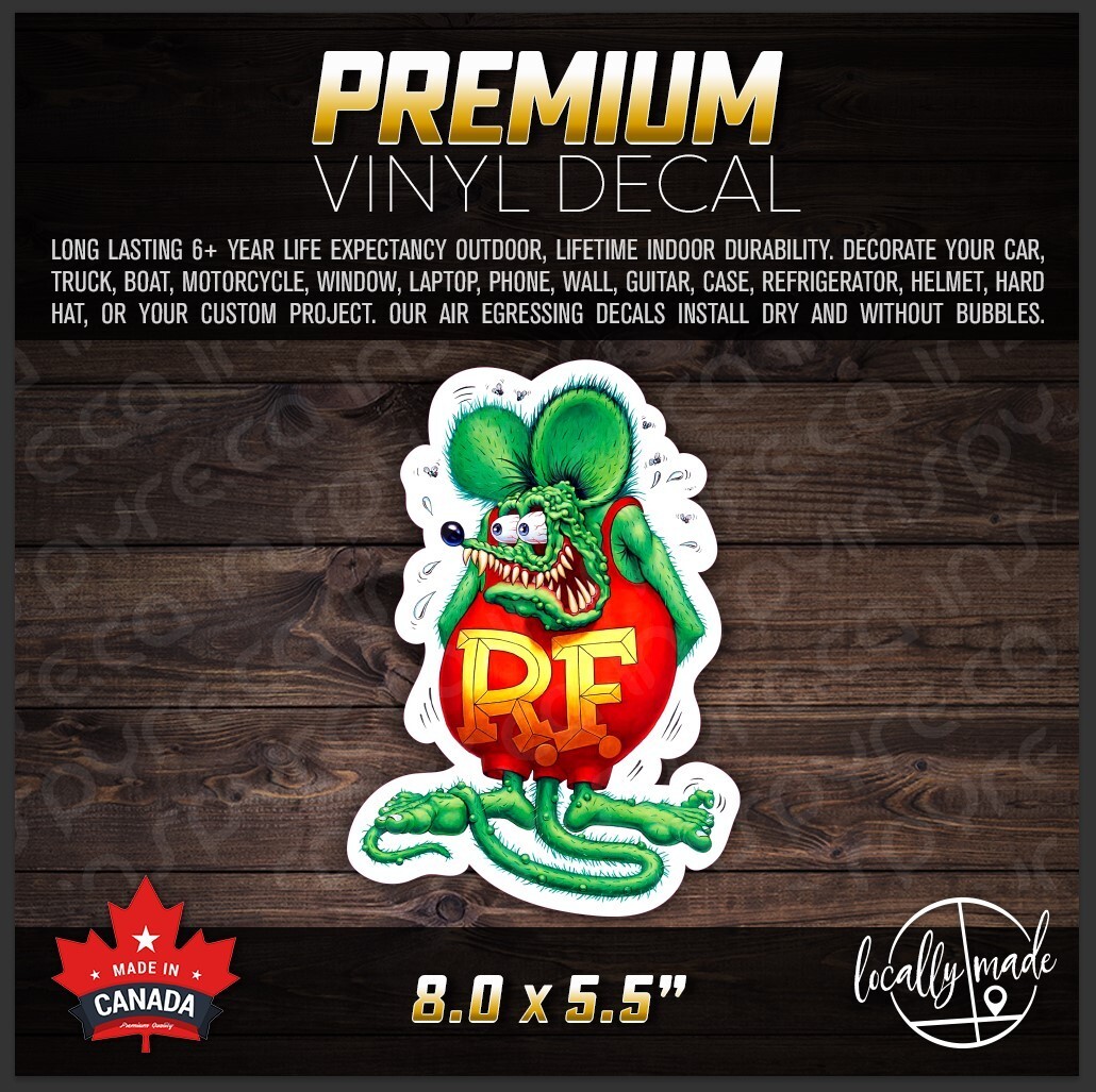 Rat Fink Premium Glossy Vinyl Decal / Sticker 8.0 x 5.5in | Racing Auto Hot Rods