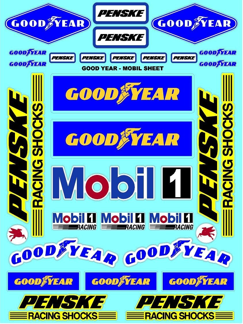 WHITE Vinyl Sticker Sheet MOBIL-R/C MODEL Decal fits 1/10-1/16 Scale PENSKERC