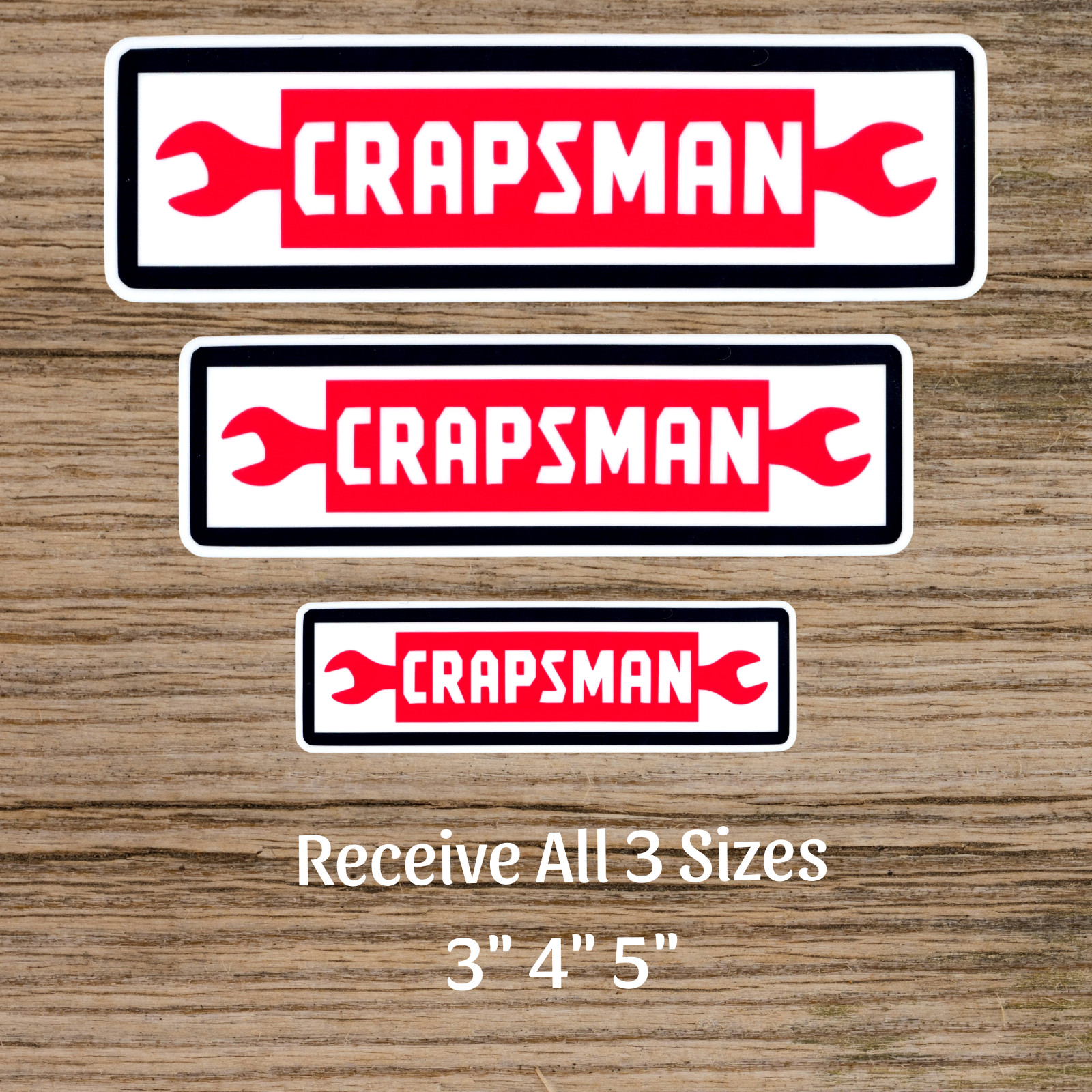 x3 Crapsman Tool Box Stickers Mechanic Joke Craftsman Tools Parody