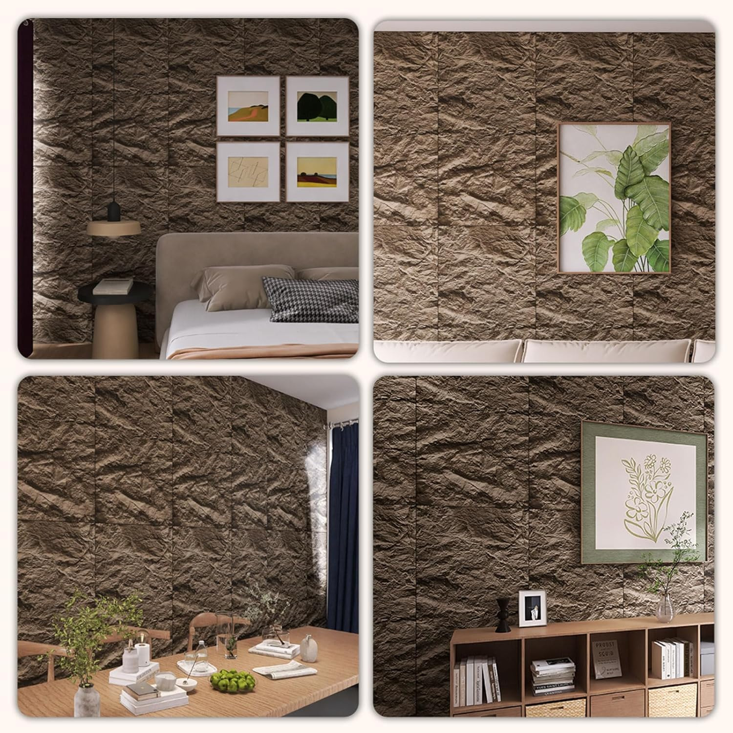 Stylish 3D Faux Stone Wall Panels – Waterproof Wainscoting, 4 Pack, Deep Grey