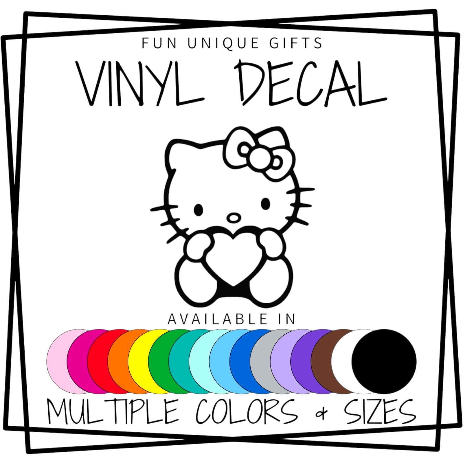 Hello Kitty Heart Vinyl Decal Sticker -Multiple Colors & Sizes- FREE SHIPPING