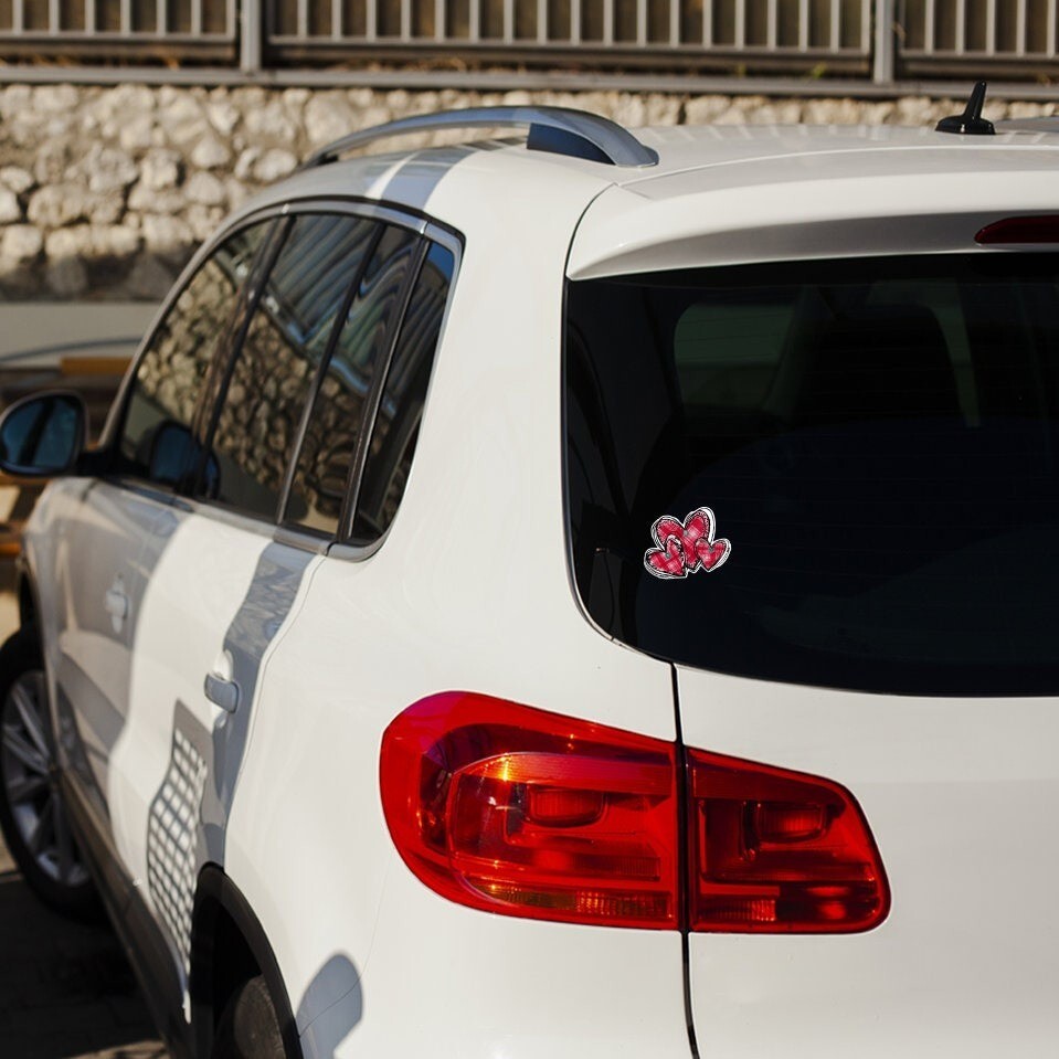 Heart Sticker | Cute Car Decal | Laptop Sticker | Plaid Hearts