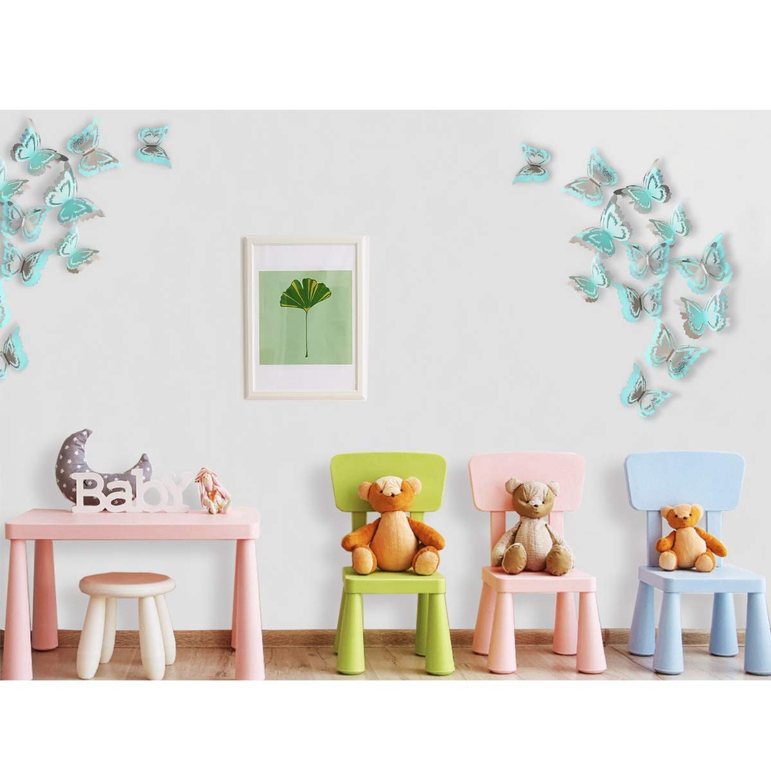 pinkblume Silver Blue Teal Butterfly Decorations Stickers 3D Butterfies Wall …