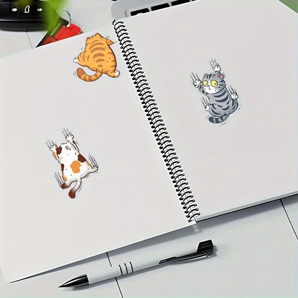 Resilient Easy-To-Apply Practical All-Occasion 3-Piece Cute Cartoon Cat Stickers