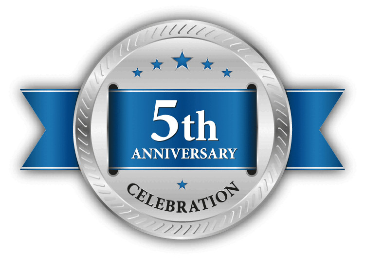 Anniversary 5th Fifth Celebration Silver Label Car Bumper Sticker Decal