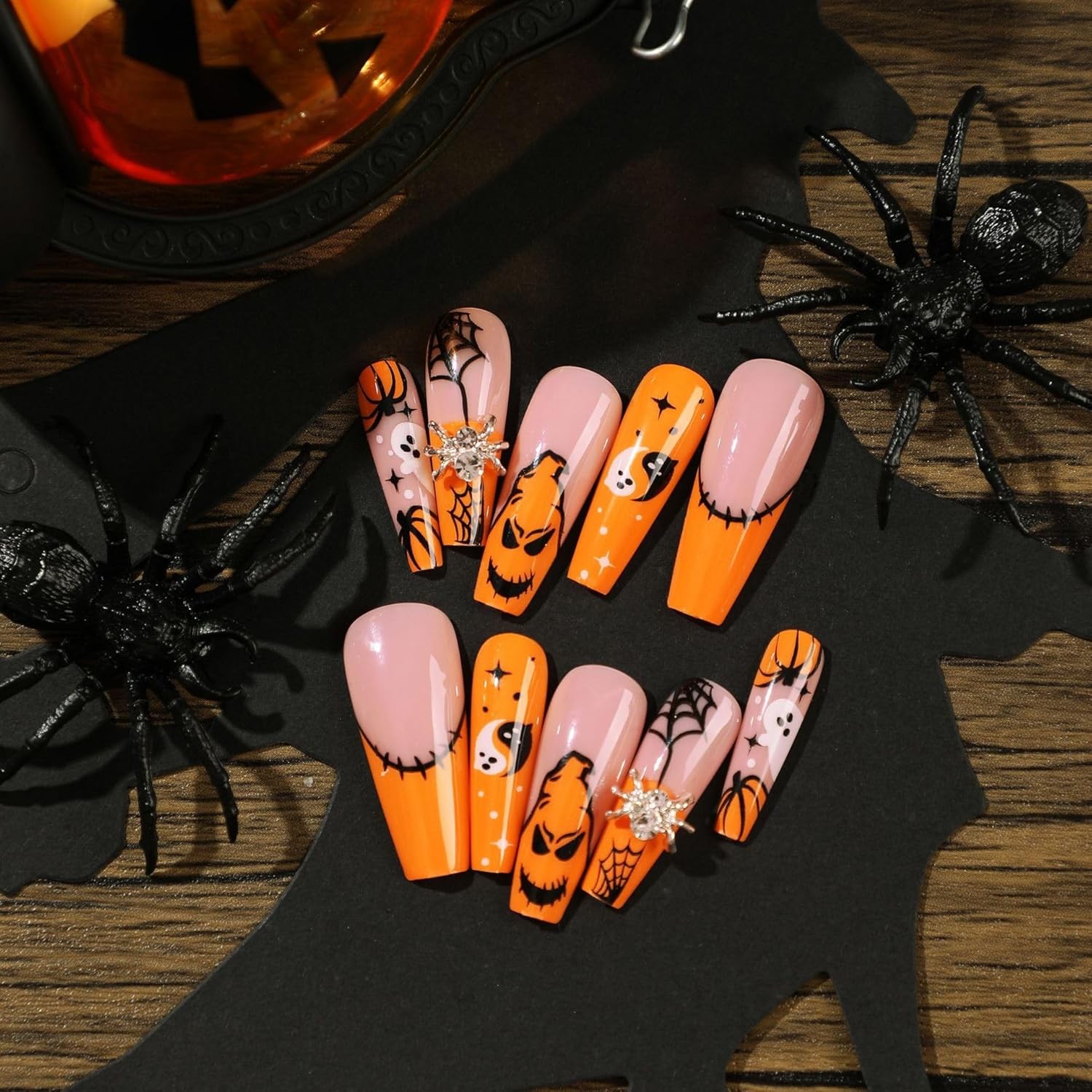 24 PCS Press On False Nails Short Medium Length Full Cover Acrylic Fake Nails Al