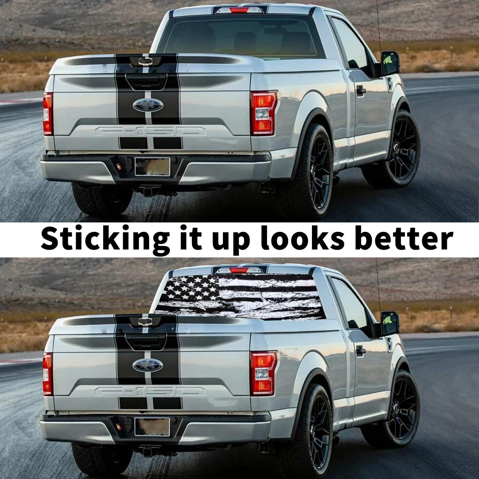 Rear Window Decals for Trucks – 65×22 in Back Window American Flag Decals Fit…