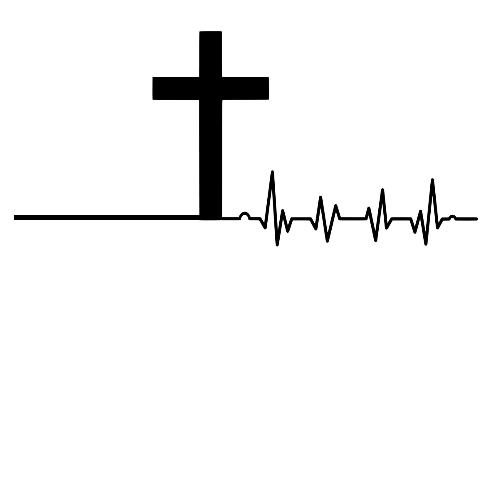 Cross with Heartbeat Window Decal Sticker Car Truck Yeti Laptop