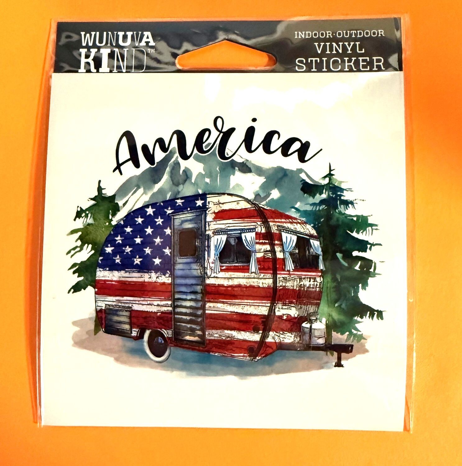 AMERICA TRAILER CAMPER FLAG RED WHITE BLUE 4" VINYL DECAL STICKER FREE SHIPPING