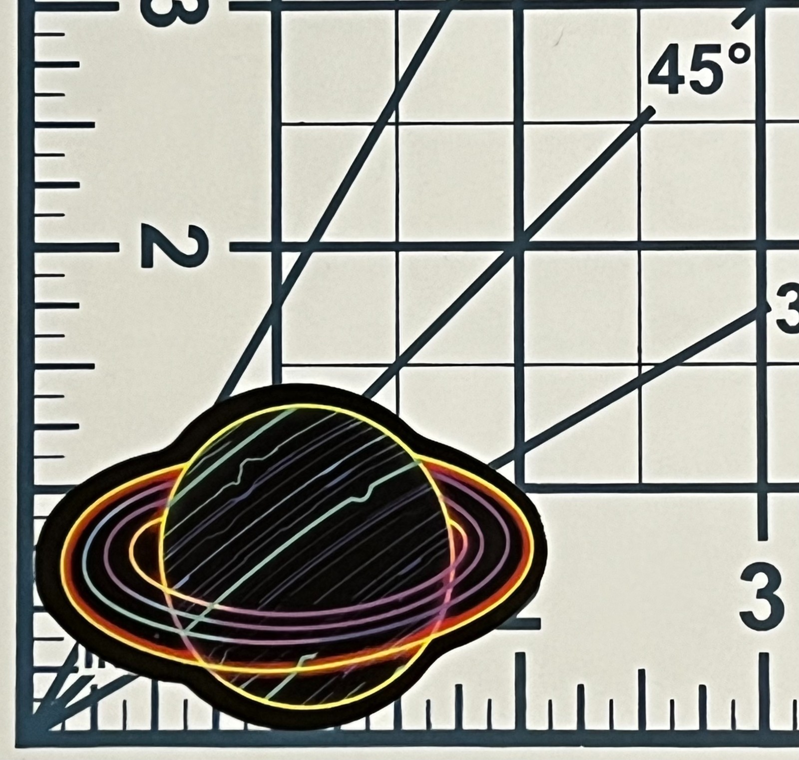 Neon Saturn Planet Vinyl Sticker Space Galaxy Retro Glow Decal Laptop Gamer Art