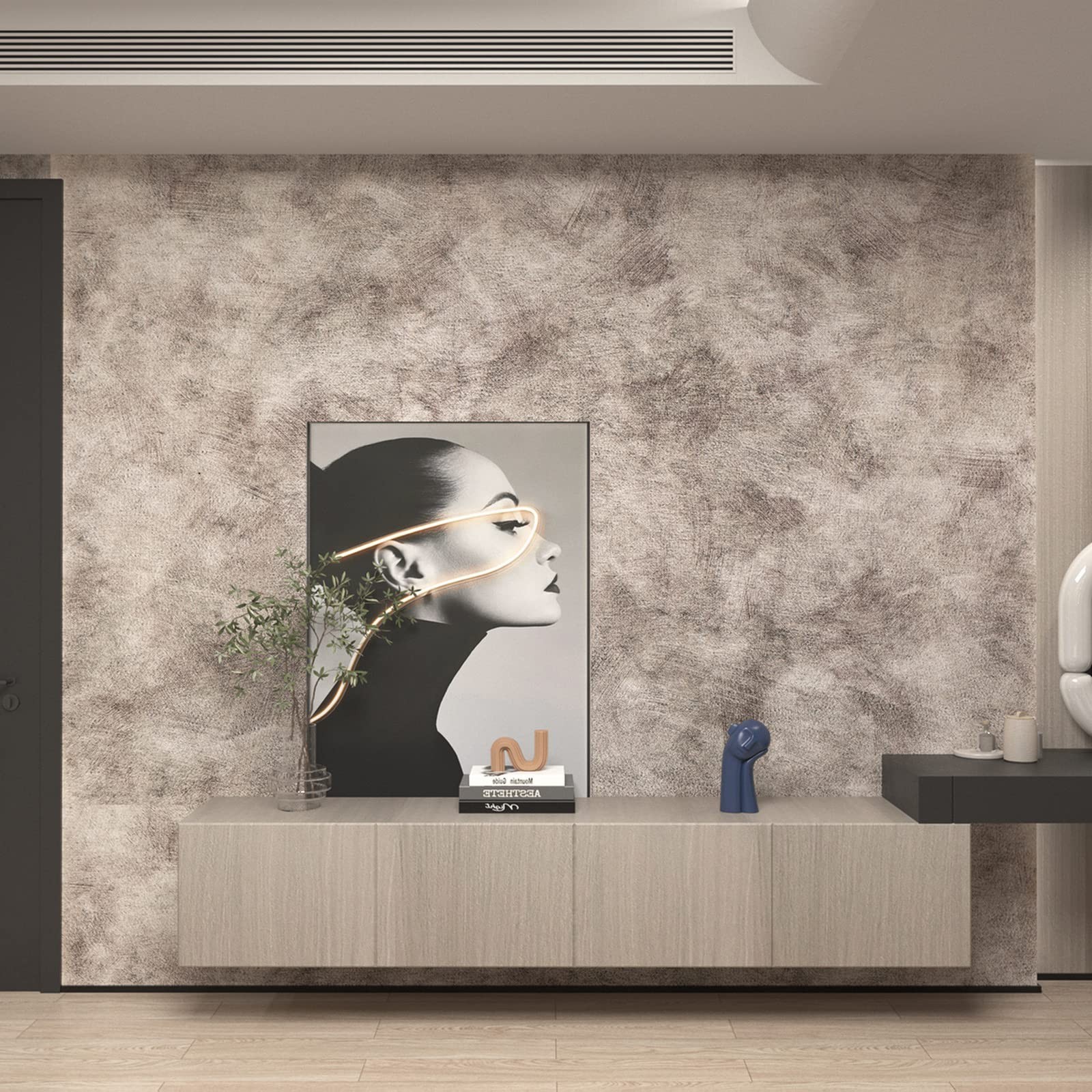 354"×16" Concrete Contact Paper Peel Stick Wallpaper, Gray Cement Matte Tex