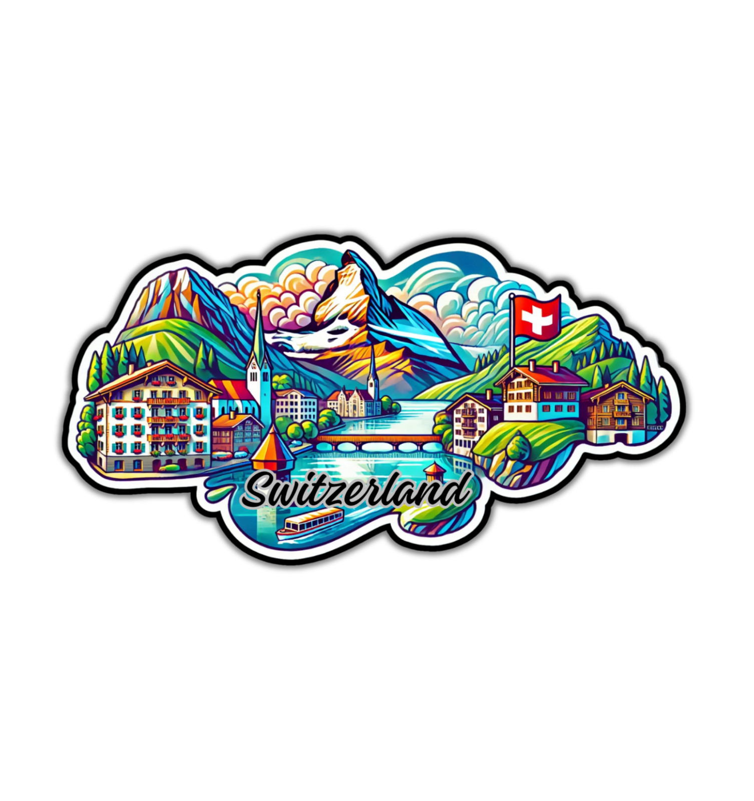 Switzerland Fridge Magnet or Laptop Sticker