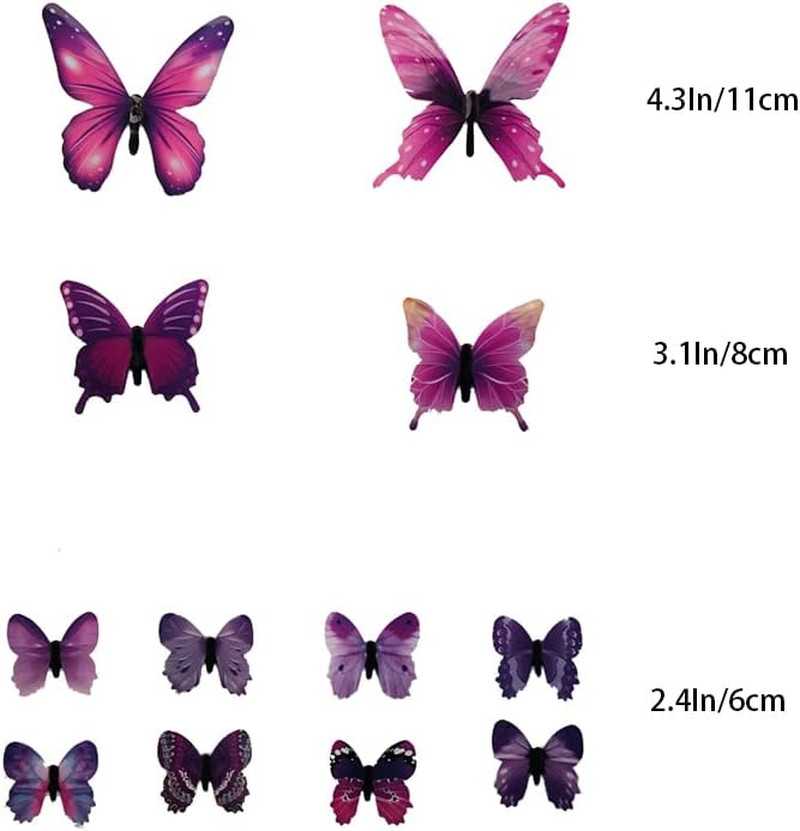132 Pcs Butterfly Decals, 3D Colorful Butterfly Wall Stickers, 3D Plastic Butter