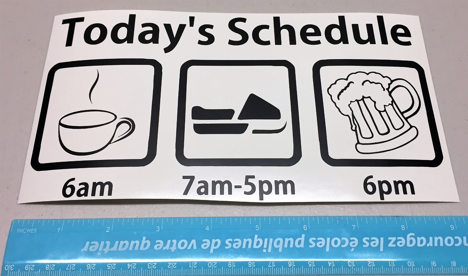 Snowmobile sticker, today's schedule funny vinyl decal, beer coffee sticker
