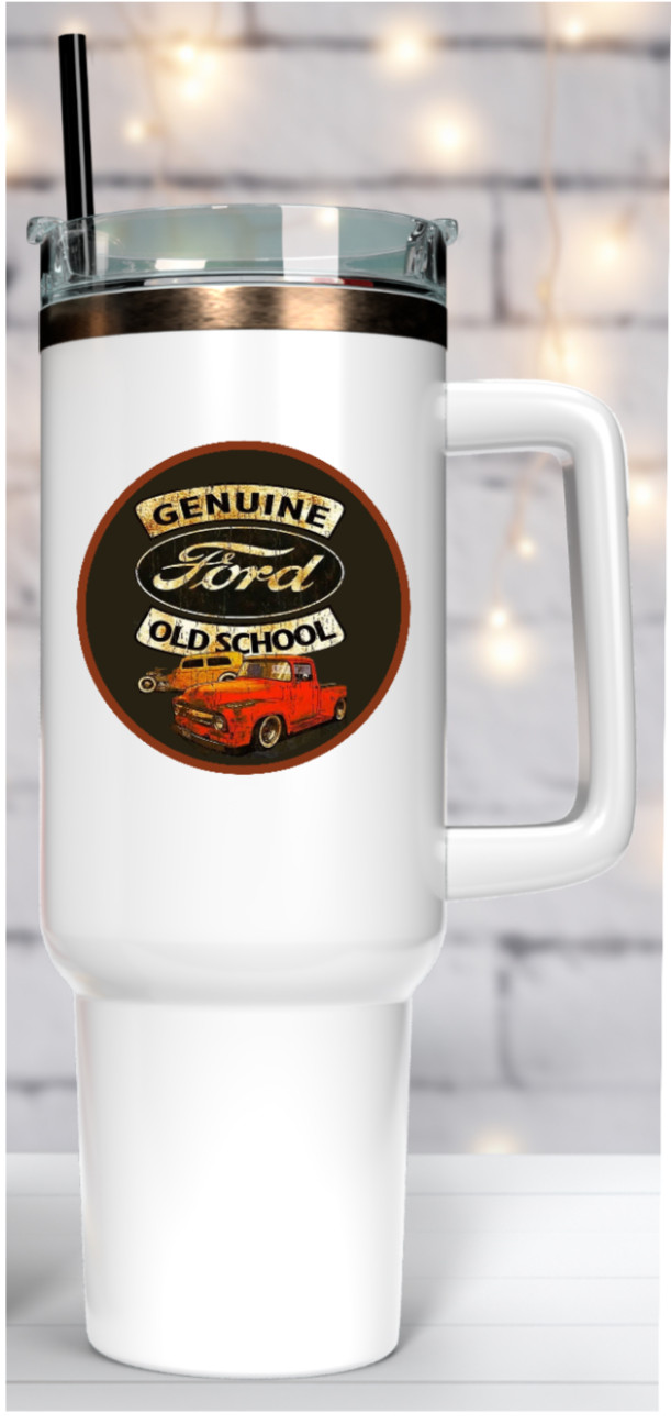 Car Classics "Ford Old School" – 4" Handmade Vinyl Decal Cooler Vehicle Laptop