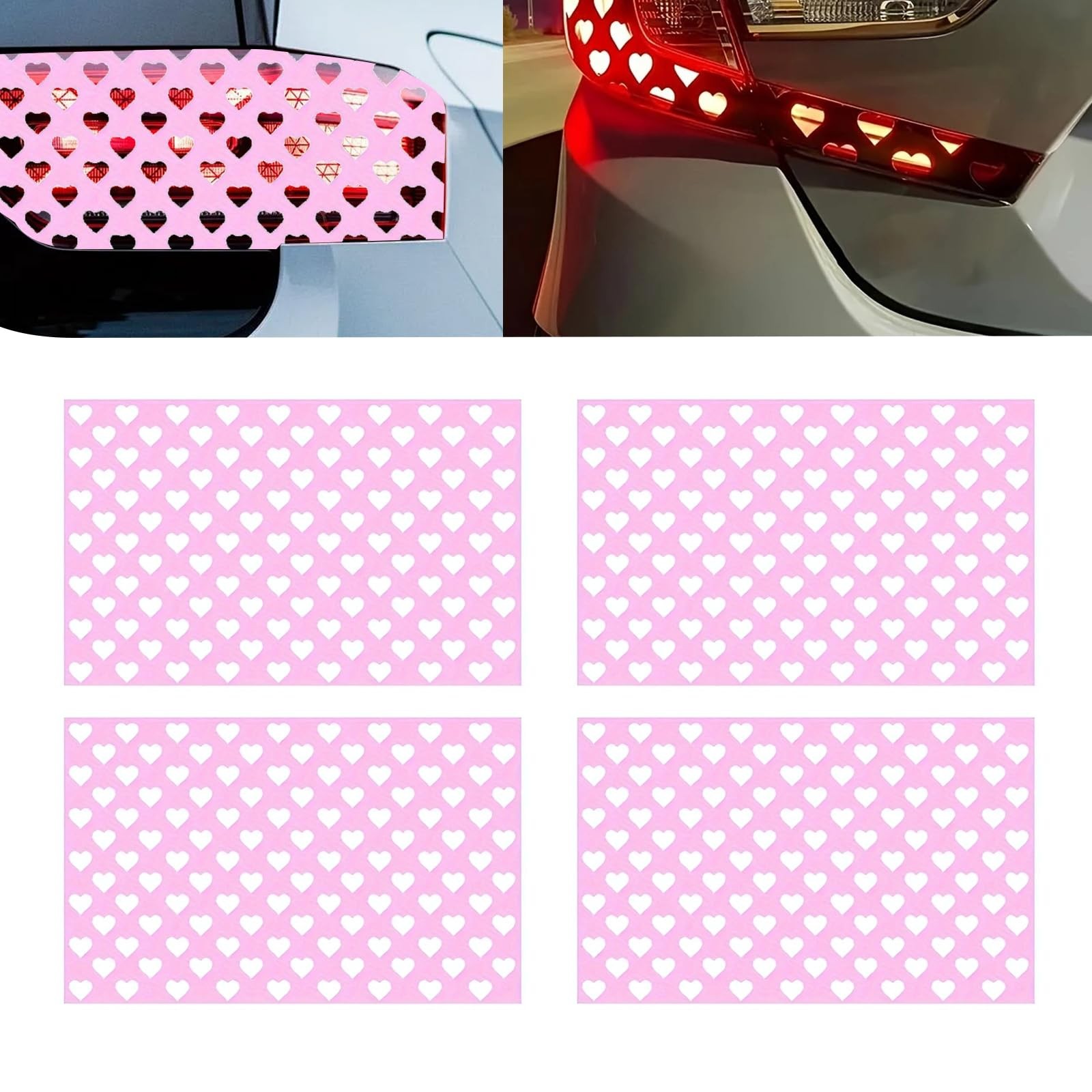 4 PCS Heart Taillight Stickers – Self-Adhesive Automotive Rear Lamp Decals