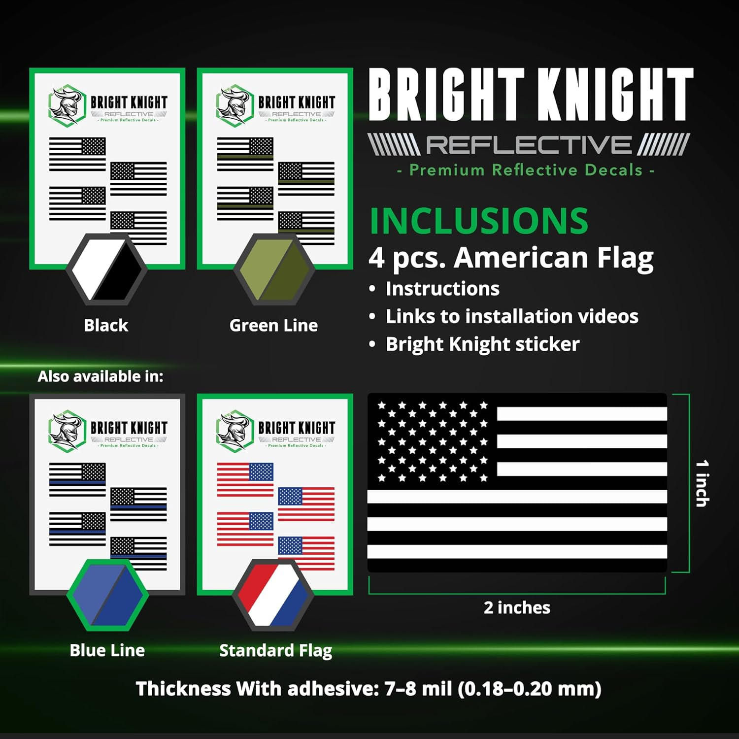 Reflective Flag Sticker, 2" X 1" Red/White/Blue American Flag Sticker Mirrored 2