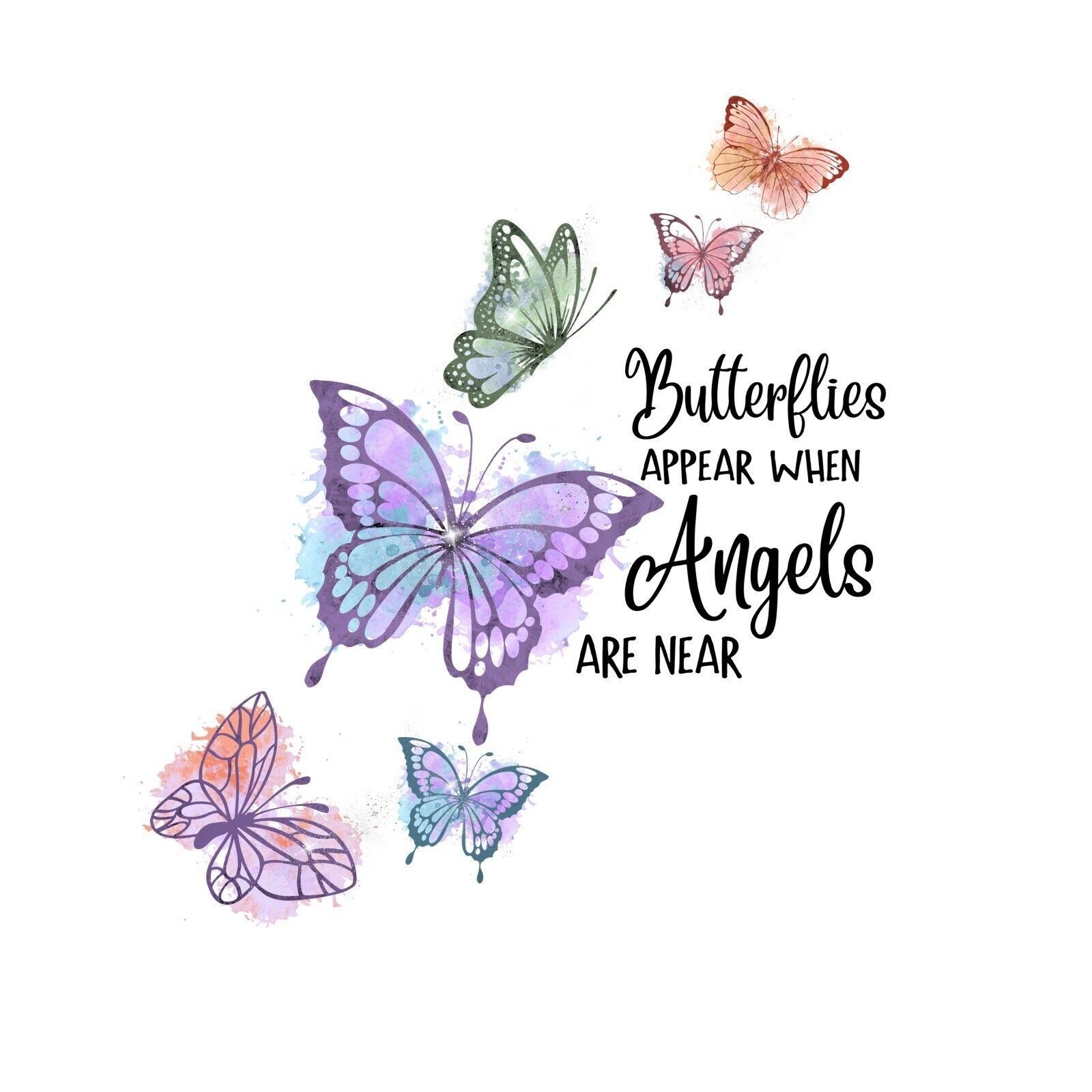 Butterflies Angels Grief Sticker Label Card Gift Craft Journal Scrapbook