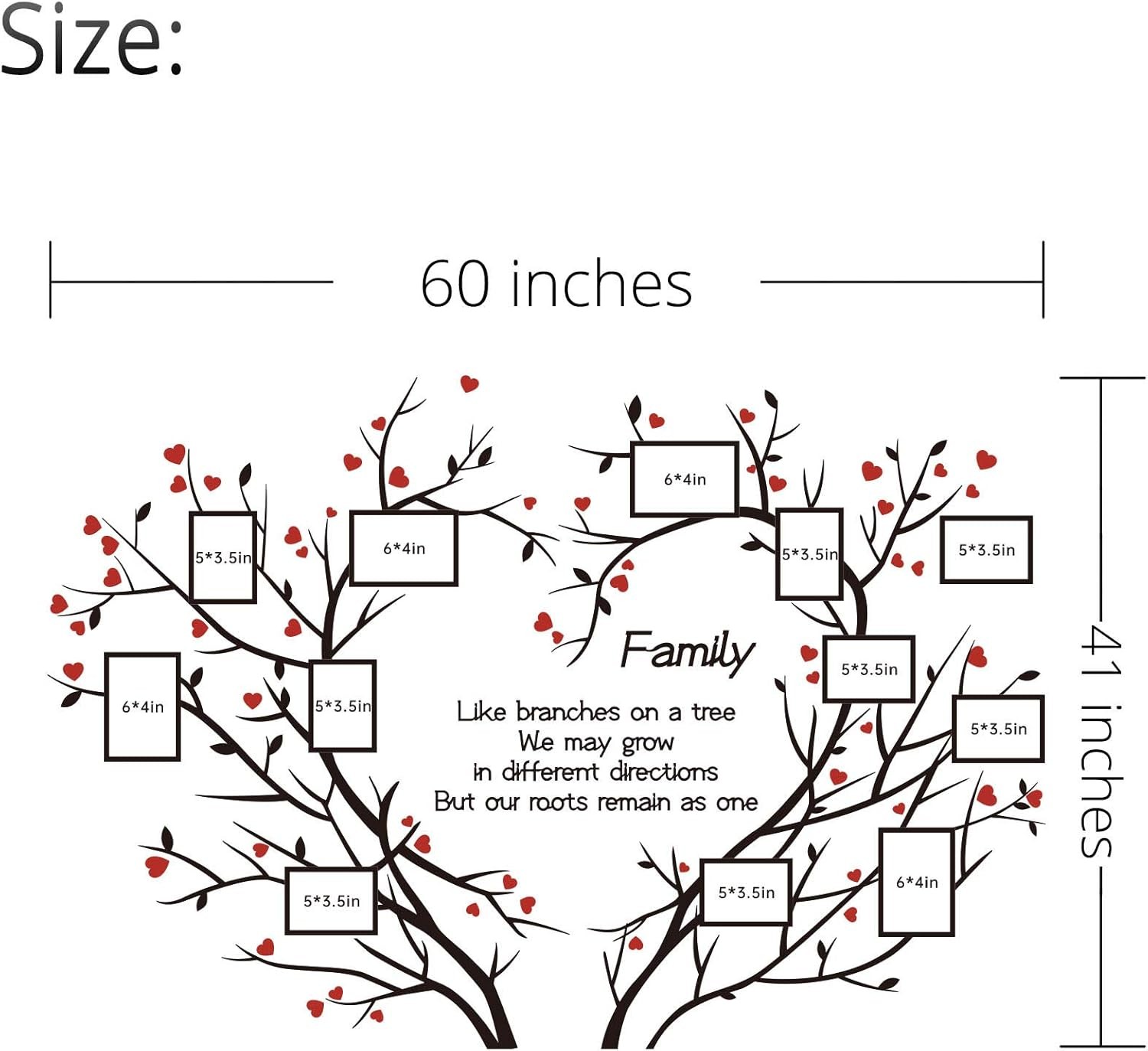 DecorSmart Love Family Tree Wall Decor Picture Frame Collage Removable 3D…