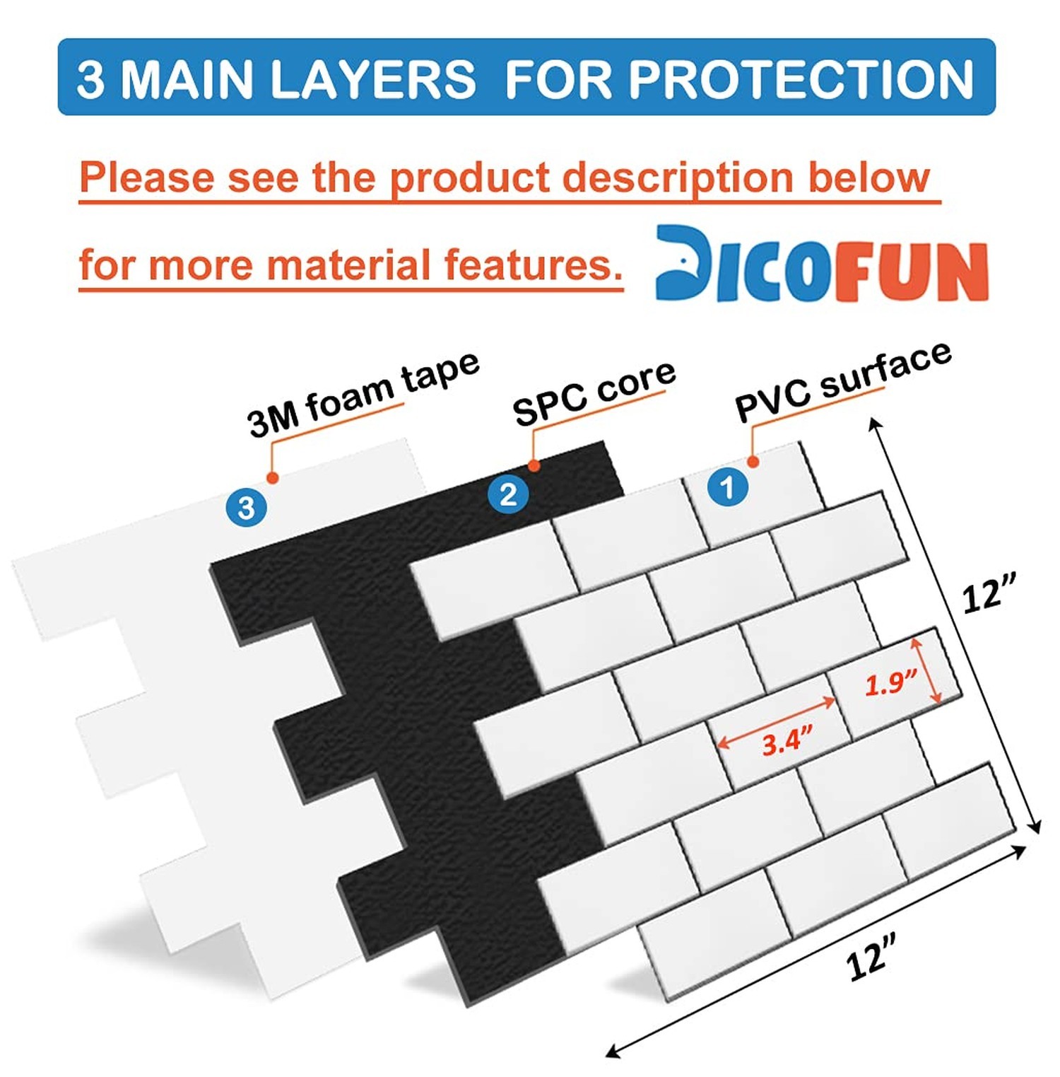 DICOFUN 10-Sheet Polished White Thick PVC Peel and Stick Backsplash, Ceramic …