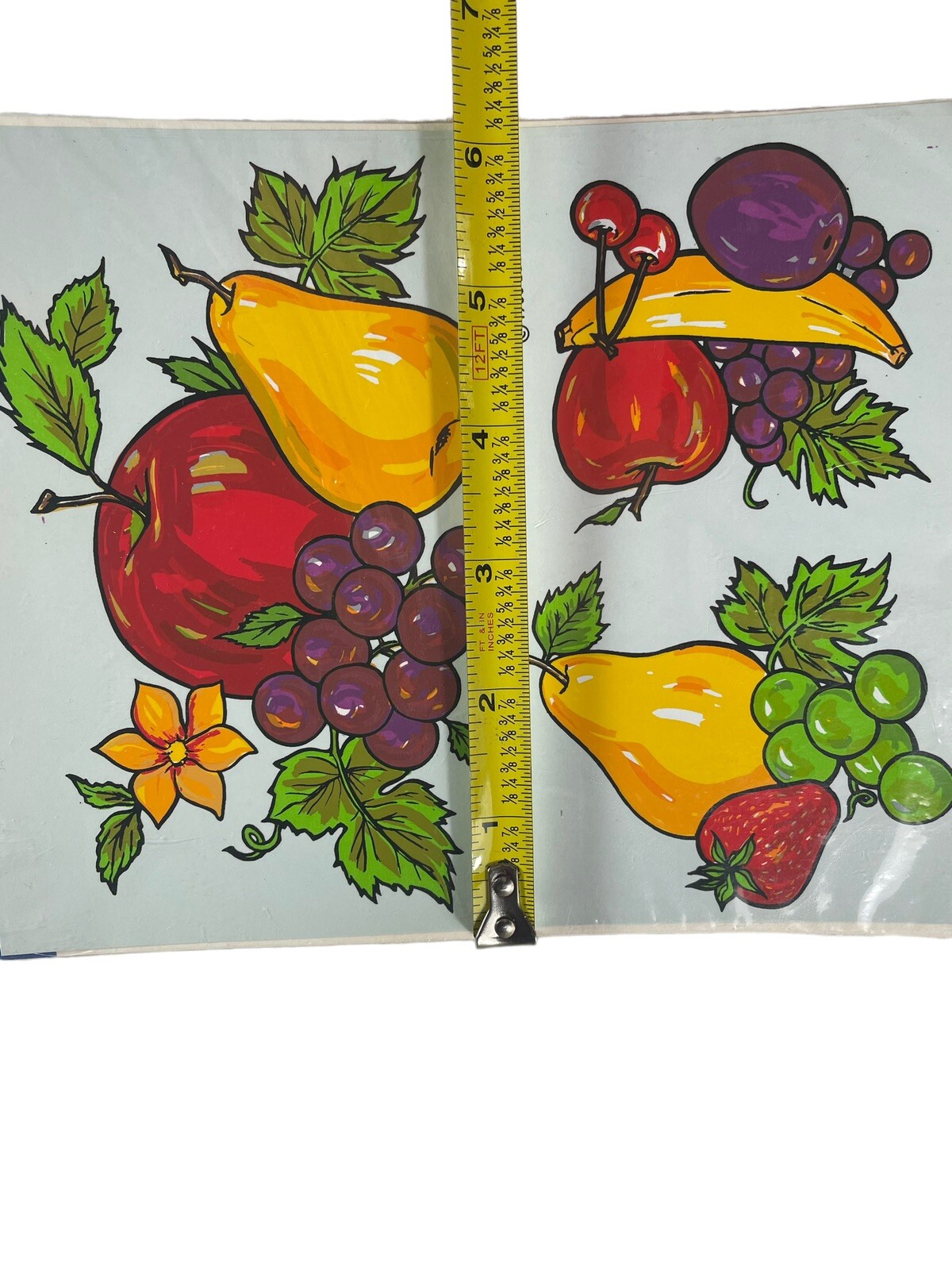 Vintage Roses Fruit Strawberry Decals Decoral Hand Painted 1980 Metal Wood Craft
